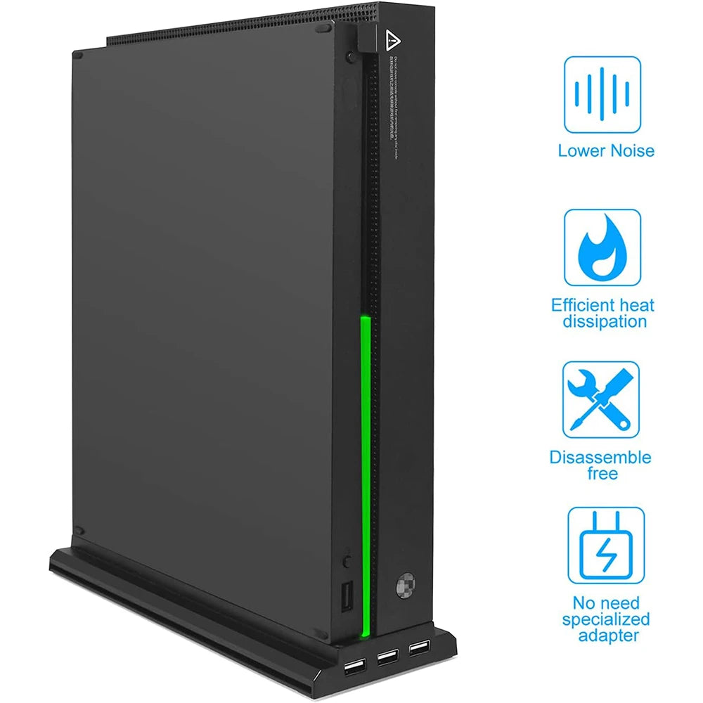 Vertical Cooling Stand Compatible with Xbox One X, Cooling Fan Stand Compatible with Xbox One X with 3 USB Ports Quake