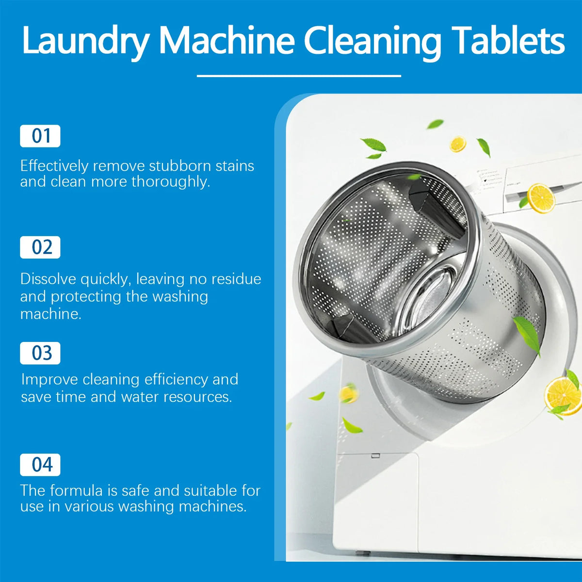 Washing Machine Cleaner Tablet Washer Deep Cleaning Tank Effervescent Descaling Machine Odor Removal Laundry Machine Clean Agent Quake