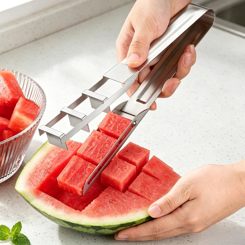 Multifunctional Stainless Steel Watermelon Slicer Quick Fruit Cutter Melon Divider, Kitchen Gadget for Home Use Quake