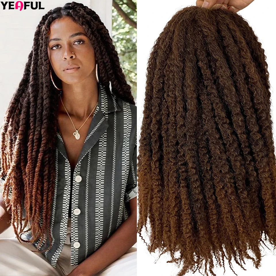 Yeaful 18 Inch Synthetic Marley Twist Braiding Hair Red Black Brown Ginger Bug Blonde #4 Pre Looped Marley Twists Crochet Hair Quake T1B 30 Color 18inches 3Pcs/Lot