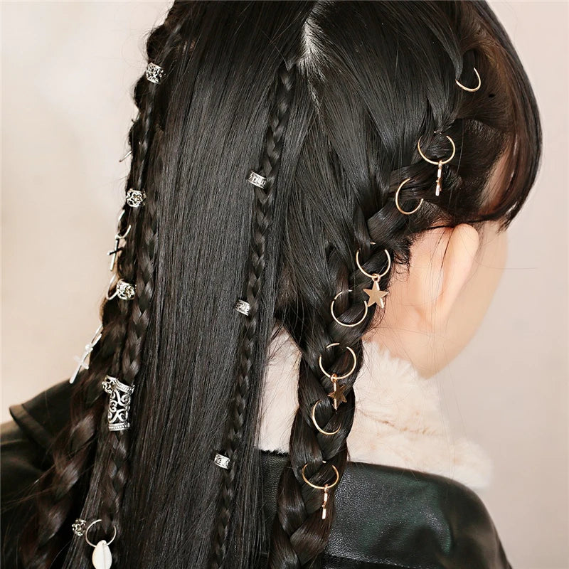 5 Pcs Hair Braids Reggae Dirty Braid Decorative Beads Styling Tools Silver Gold Dread Dreadlock Beads Rings for Hair Accessories Quake