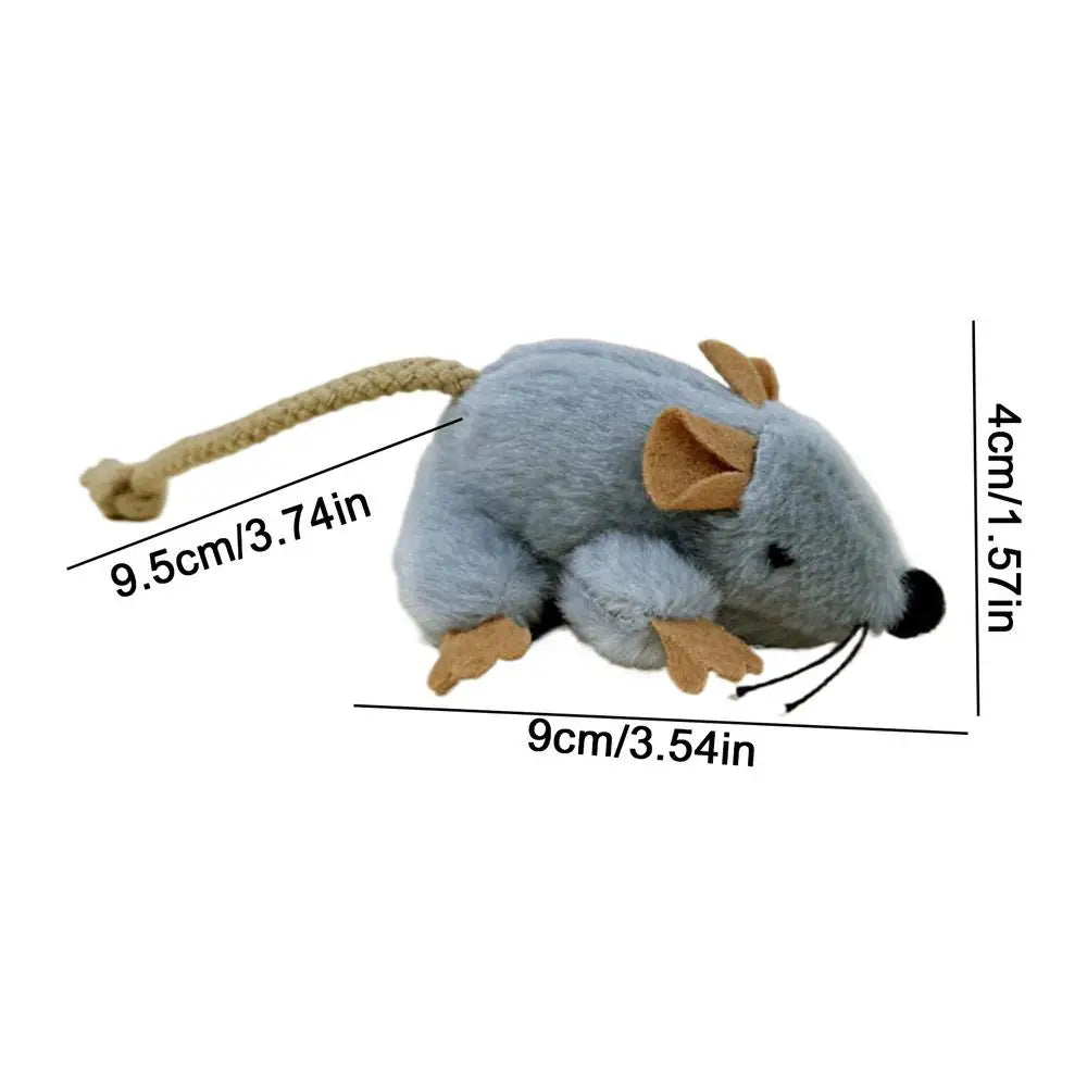 Cat Toy Plush Mouse Compact Realistic Play Game with Built-In Sound Plush Cat Toys for Daily Ground Home Indoor Outdoor Birthday Quake Gray