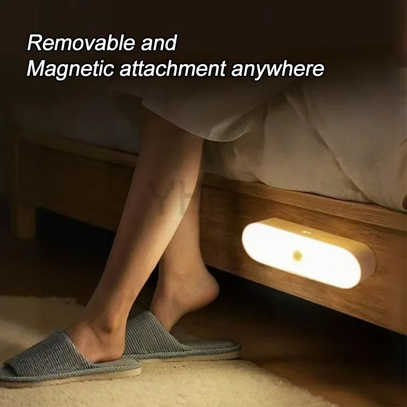 Wireless LED Motion Sensor Lamp Night Lights USB Rechargeable Magnetic For Wardrobe Room Closet Kitchen Aisle Tube Detector Bulb Quake