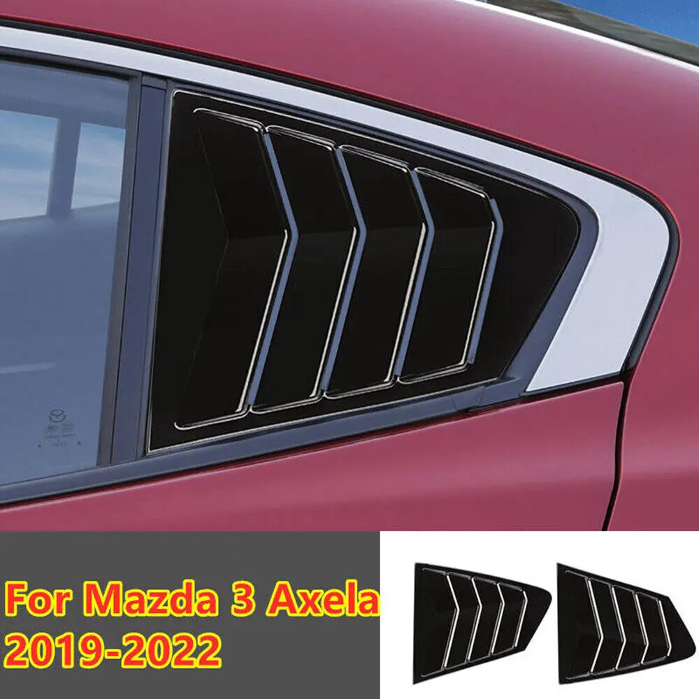 For Mazda 3 Axela Sedan 2020 2021 2022 Car Rear Louver Window Side Shutter Cover Trim Sticker Vent Scoop ABS Carbon Fiber Black Quake