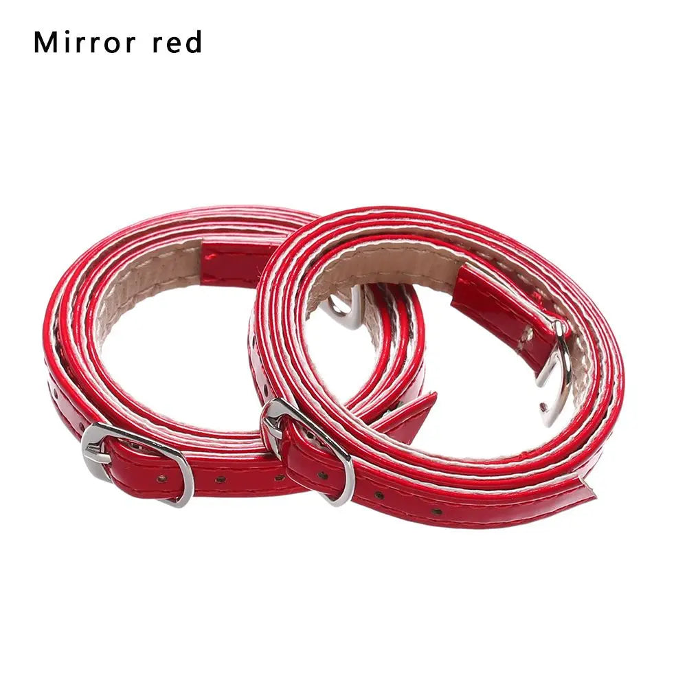 Adjustable Foot Care Accessories Shoe Lace Tie Anti-skid Straps Bundle Shoelace PU Leather Shoelace Ankle Shoe Belt Quake Mirror red