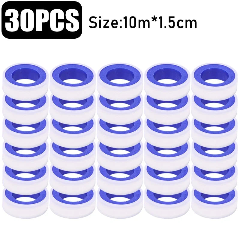 30/1PCS Pipe Leak Proof Sealing Tape Sink Drain Pipe Thread Duct Tapes Plumbing Fitting Repair Tool Waterproof PTFE Sealant Tape Quake 30 Rolls
