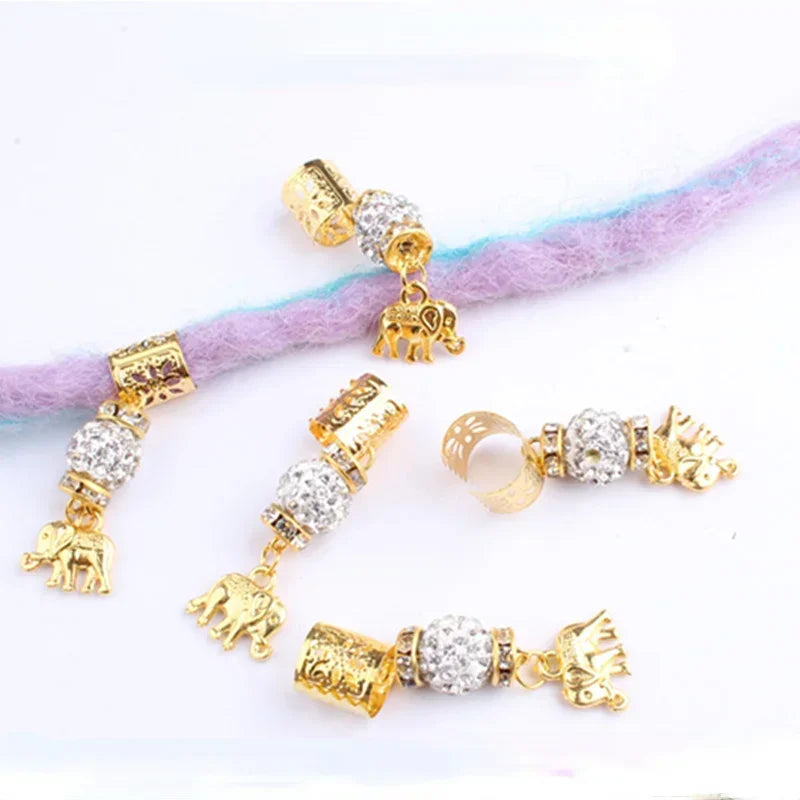 Hair Braided Wig Jewelry Hair Extension Rings Buckle Metal Hollow Out Iron Flower Tube Hair Ring Buckle Headdress Styling Rings Quake 5pcs LQ622-4