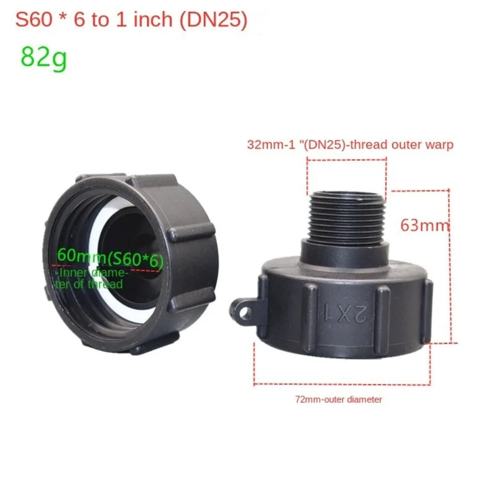 S60 IBC Ton Barrel Connector IBC Plastic IBC Tank Adapter Fine Thread Accessories Hose Connector Ton Barrel Quake