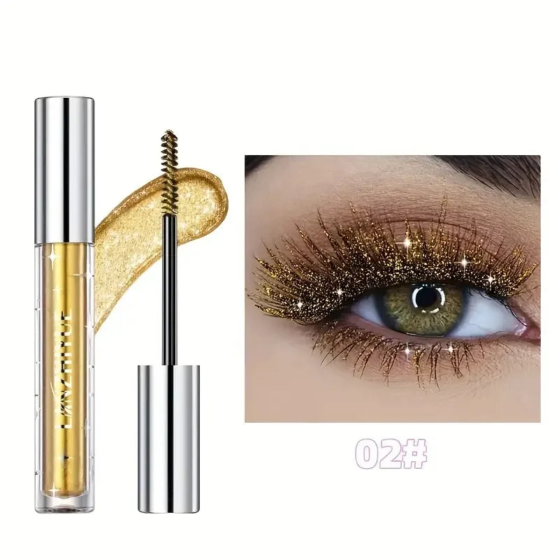 Waterproof Diamond Shine Volume Curl Mascara - Glitter Snow Effect, Smudge-proof Eye Makeup for All Skin Types Women's Cosmetics Quake 02