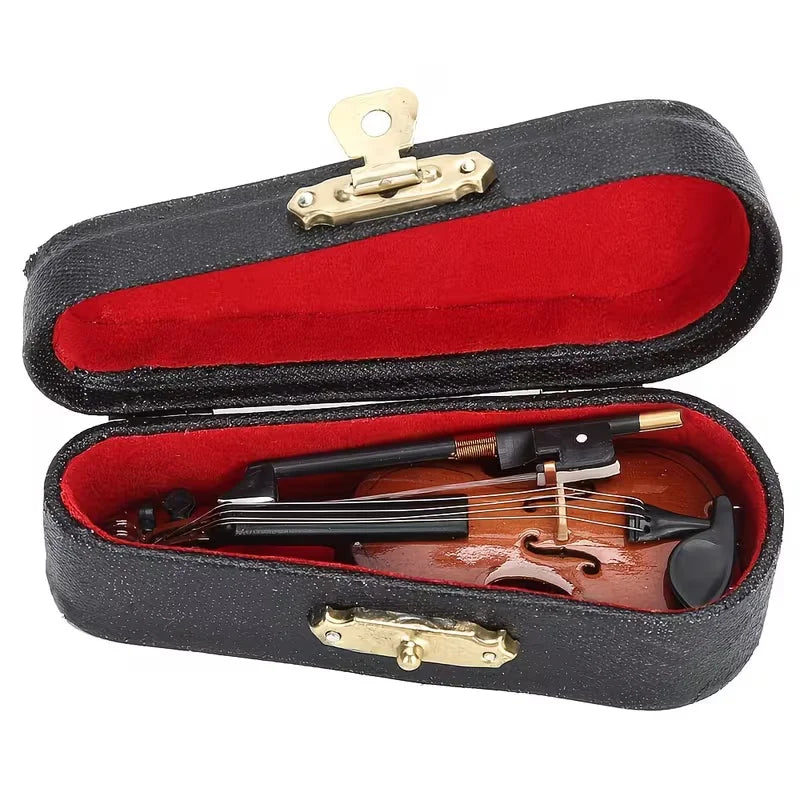 Wooden Musical Instruments Collection Decorative Ornaments Hot Mini Violin With Support Miniature Model Decoration Quake Other