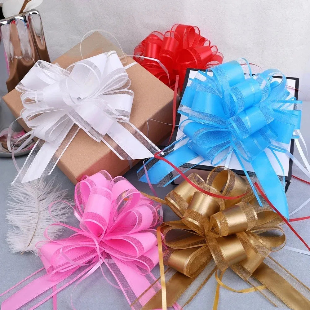 20/1PCS Large Snow Yarn Pull Bow Ribbon Big Bow for Cars Birthday Christmas Presents Large Gift Decoration Wedding Pull Flower Quake