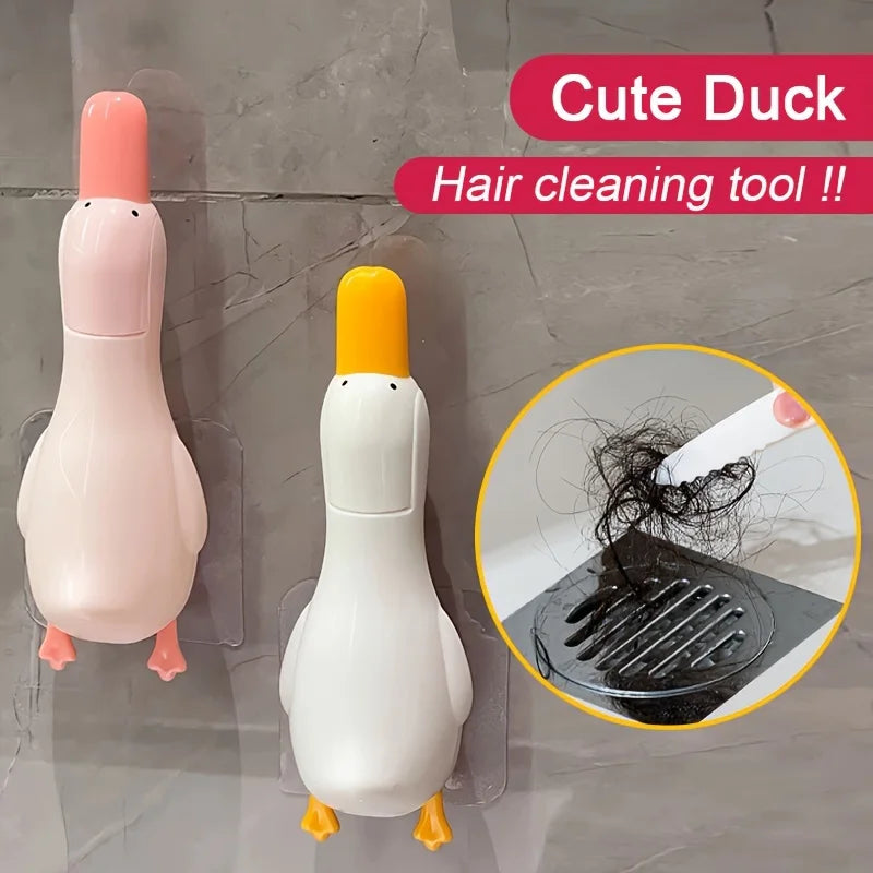 2-in-1 Cute Duck Shaped Double-head Design Cleaning Clip Dust Stain Removal Shovel - Bathroom Cleaner Tool With Drainage Hole Quake