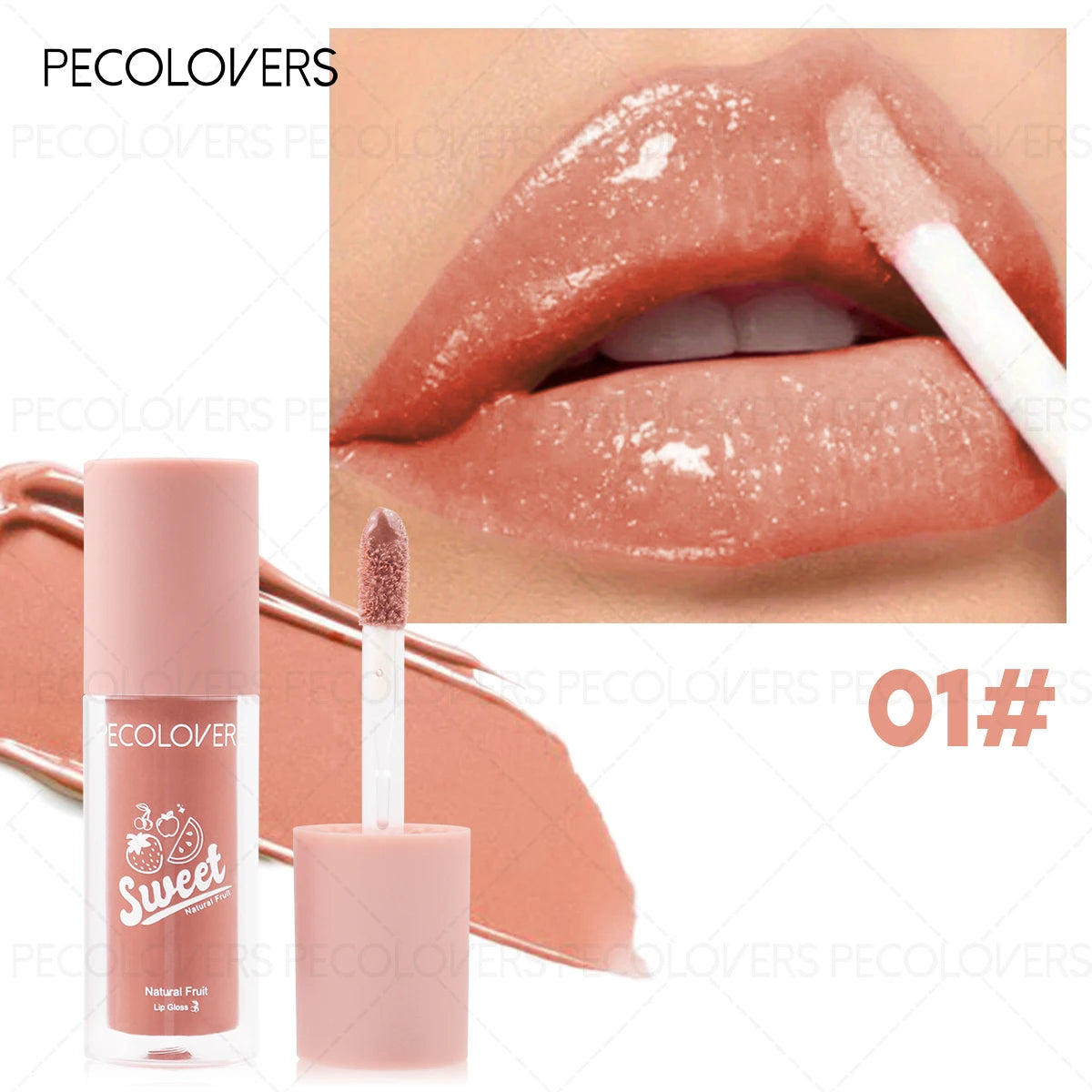 Arious of Fruit Flavors Lip Gloss, Multi-Color Lip Glaze, Long-lasting Stain Resistant Transparent Film Forming Lip Gloss Quake 01