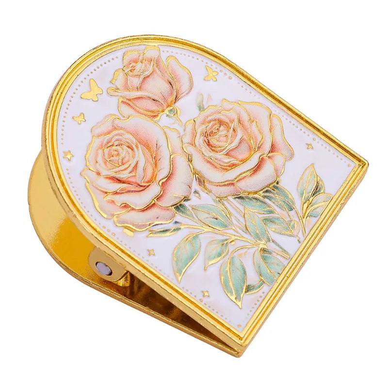 European style gold border flower bookmark holder vintage painted flower hand book decoration holder cultural and creative gift Quake