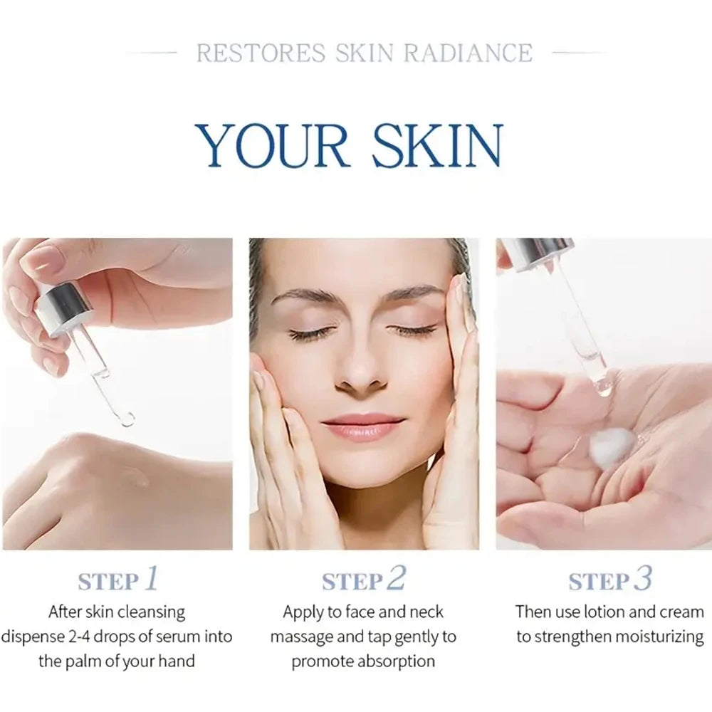 Hyaluronic acid facial serum, a natural moisturizing factor, can retain moisture for a long time,keep skin hydrated,elastic Quake