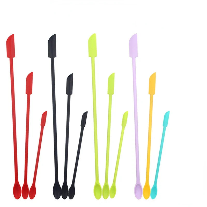 3pcs Silicone Double-head Scraper Cosmetic Face Cream Jam Deep Bottle Scraper Mini Spatula Set Women Professional Makeup Tools Quake