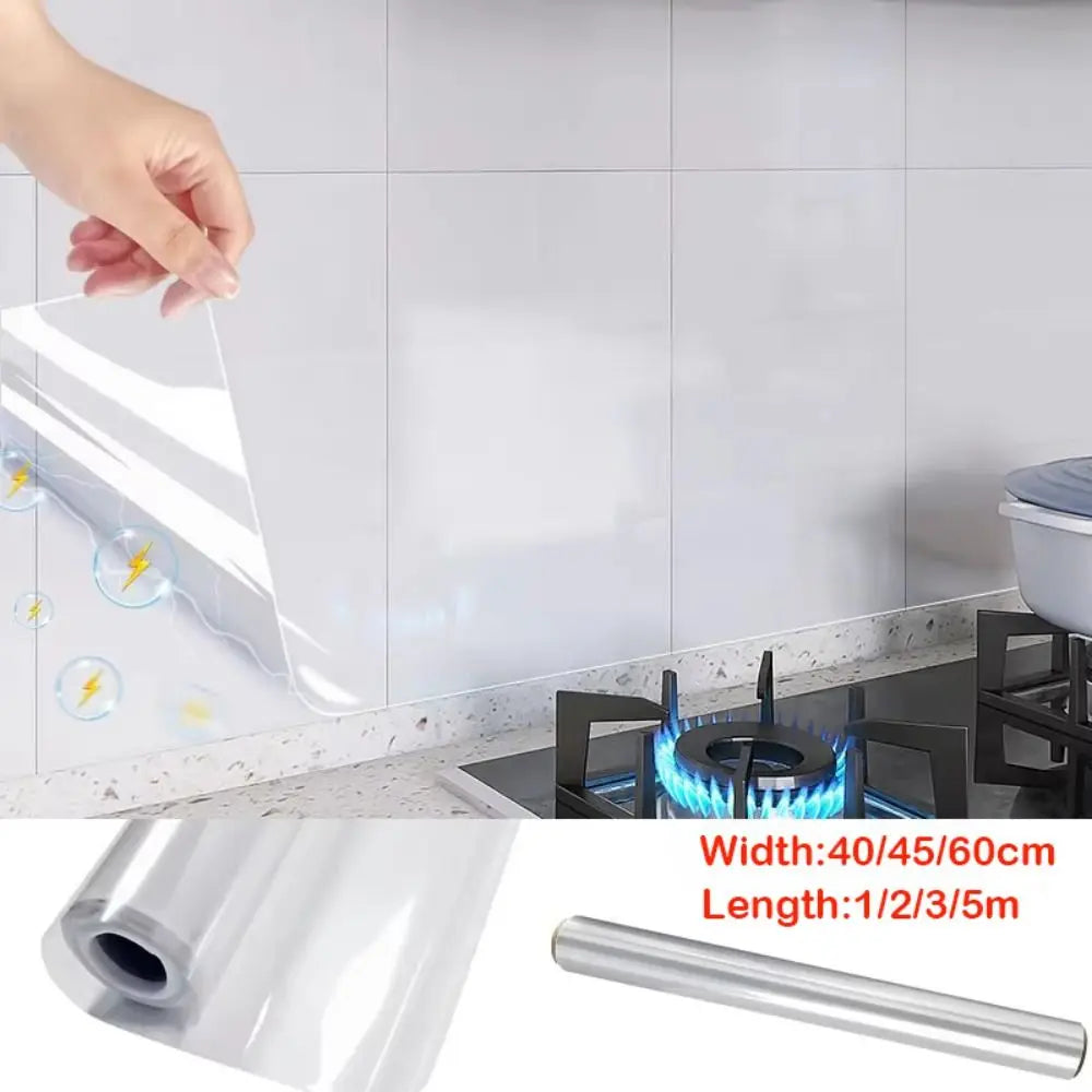 Oil Proof Wall Protector Film Electrostatic Adsorption Transparent Wall Sticker Heat-resisting Waterproof Sticker Kitchen Quake