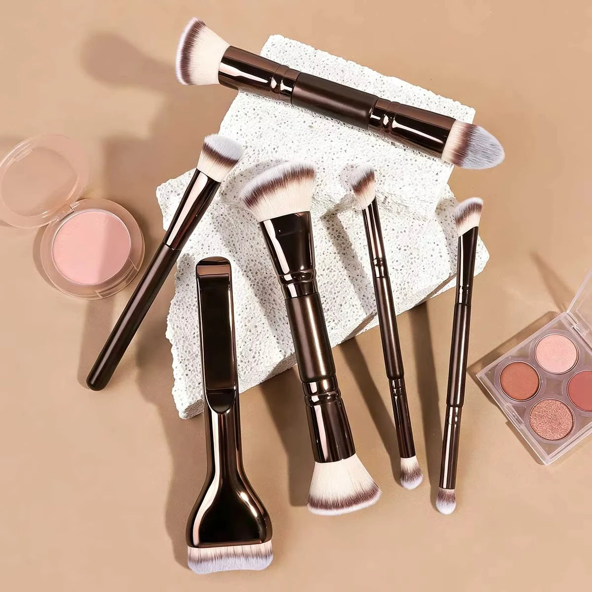 4/5/6/10/18pcs Professional Makeup Brush Set, Portable Travel Makeup Brushes, Dual-Ended Multifunctional Makeup Tools Set Quake
