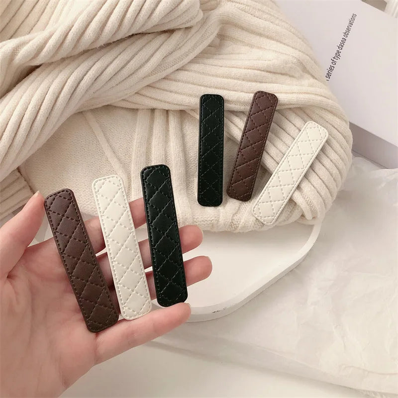 New Leather One-word BB Hairpin Female Sweet and Versatile Fashion Bangs Clip Broken Hairpin Side Clip Small Hairpin Quake