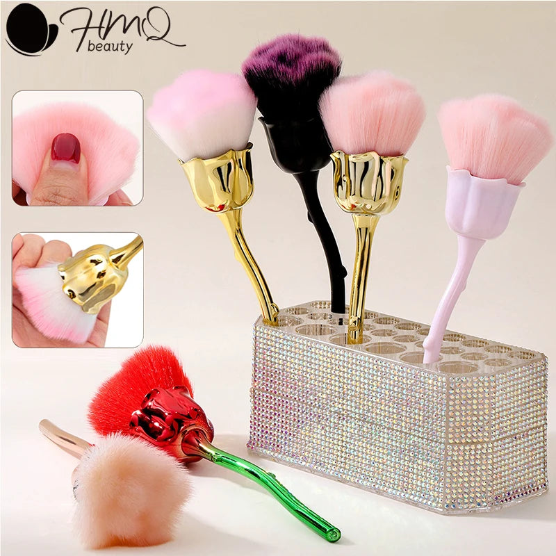 Rose Flower Shape Makeup Brush Round Makeup Loose Powder Brushes Manicure Nail Polishing Dust Removal Brush Beauty Make Up Tools Quake