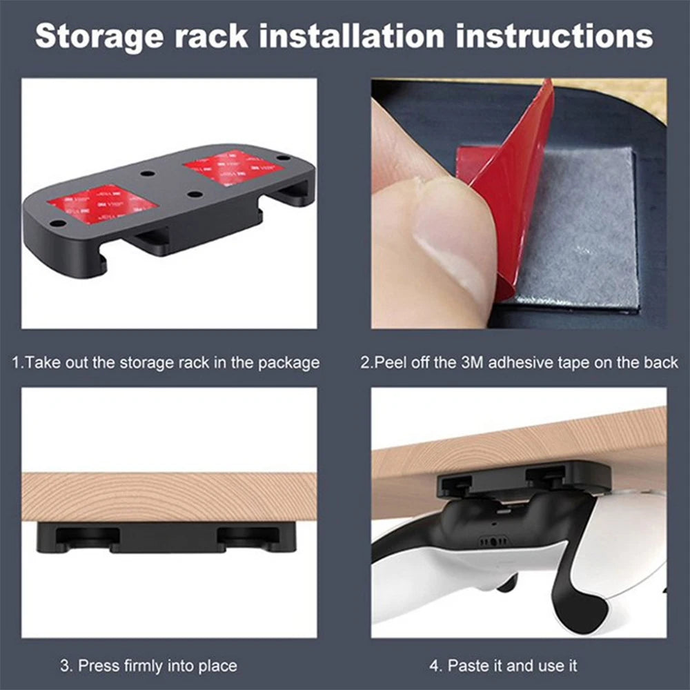 Hanging Storage Rack for PS5/PS4 Acrylic Controller Under Table Game Controller Holder Handle Bracket Stand for Sony Dualsense Quake