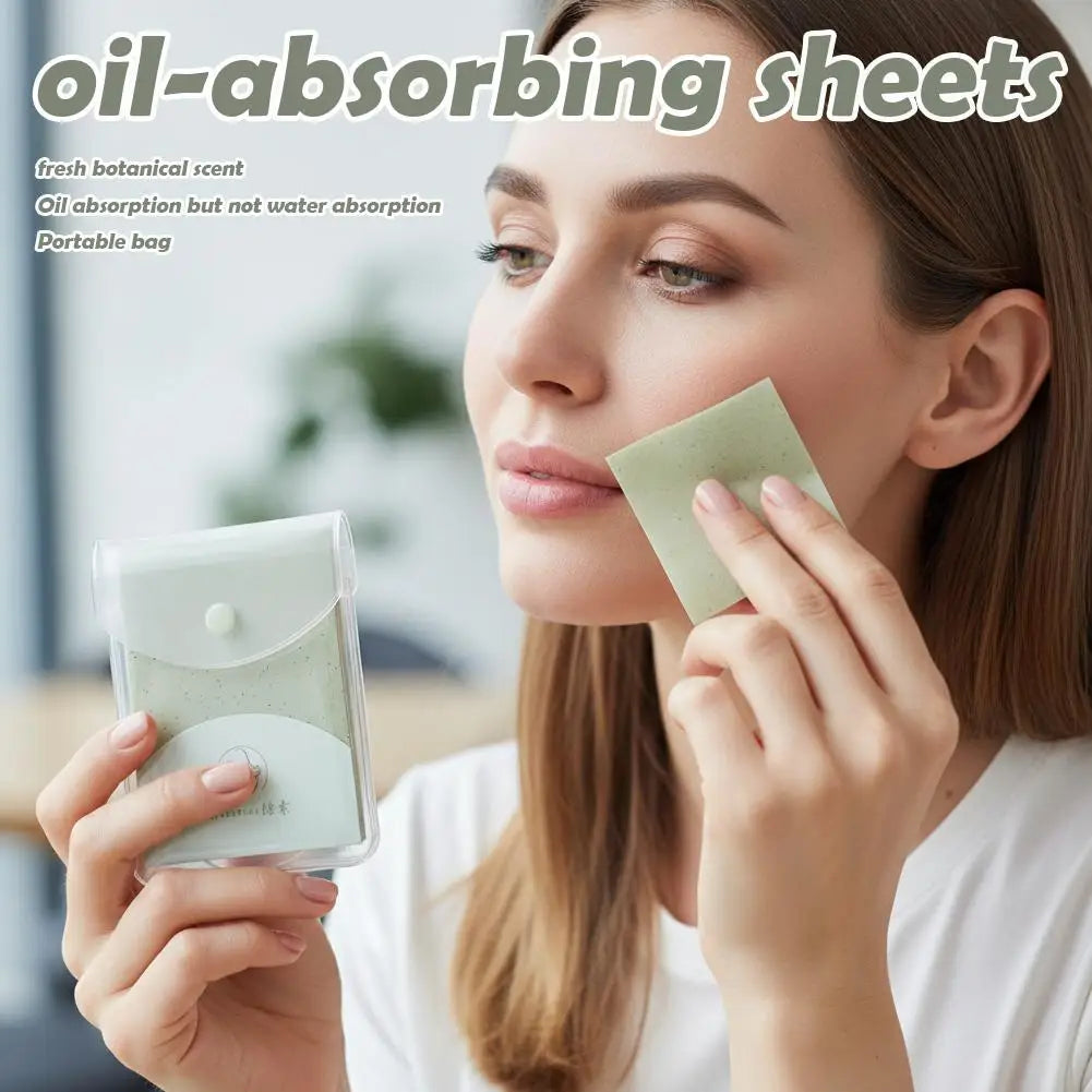 160Pcs Protable Facial Absorbent Paper Oil Control Wipes Green Tea Sheet Oily Face Blotting Matting Tissue Makeup Facial Clean Quake