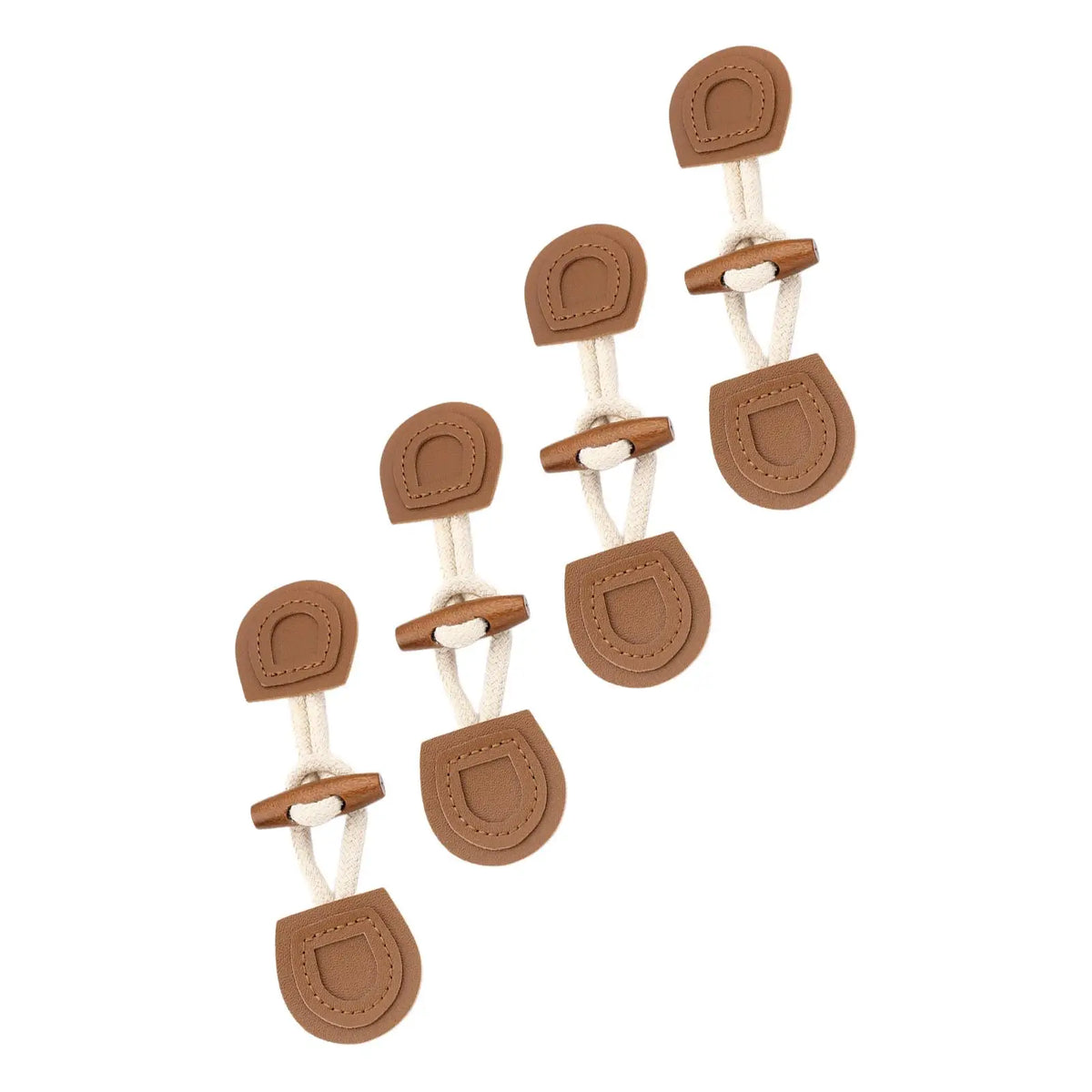 4-Toggle Clasp Buttons DIY Craft Sewing Button PU Sew On Clothing Decoration Quake Brown