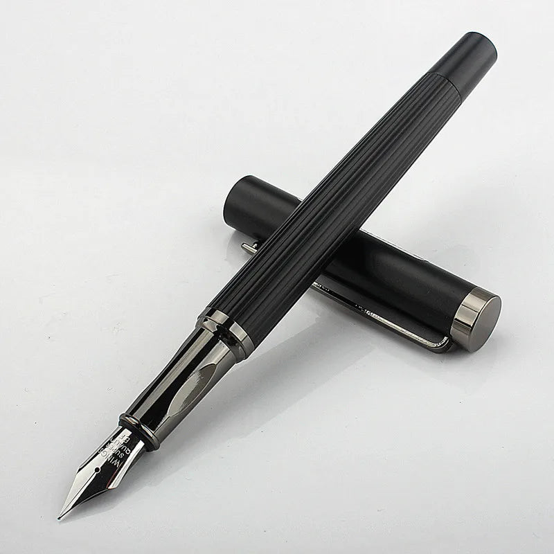 Luxury Quality 6052 Metal Grey Blue EF Nibs Black Fountain Pen EF0.38MM Ink Pens Set Gift Quake 6052-3 EF 0.38MM