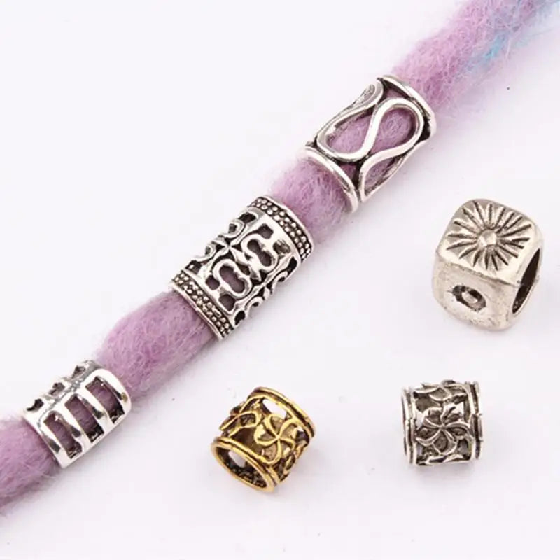 5Pcs Metal Hair Rings Beads Cuffs Tubes Charms Hair Braider Tool Dreadlock Dread Hair Braids Jewelry Decoration Accessories Quake