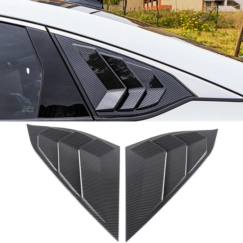 For Honda Accord 10th Gen 2018-2021 Car Rear Louver Window Side Shutter Cover Trim Sticker Vent Scoop ABS Carbon Fiber Black Quake