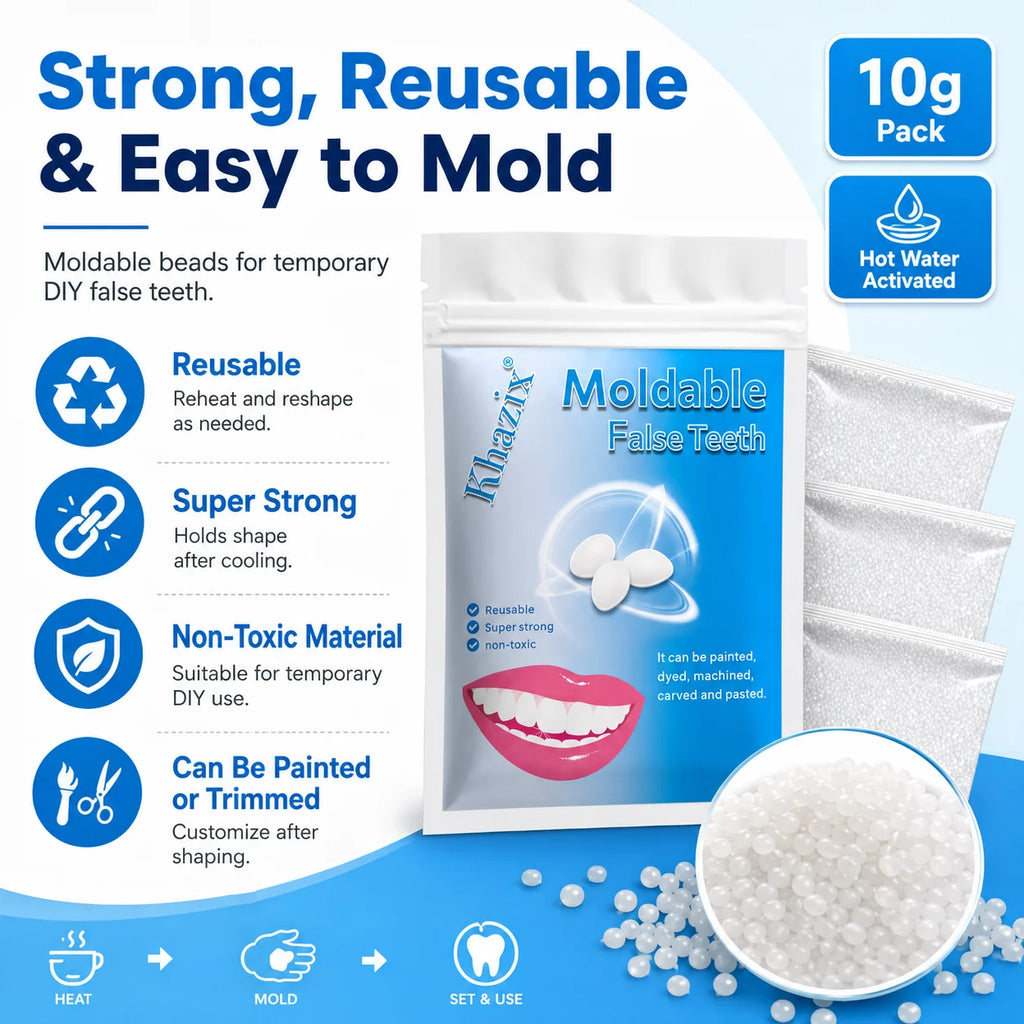 10g Temporary Teeth Beads DIY Cosmetic Smile Fix Moldable White Beads Easy to Shape for Natural-Looking Teeth Quake