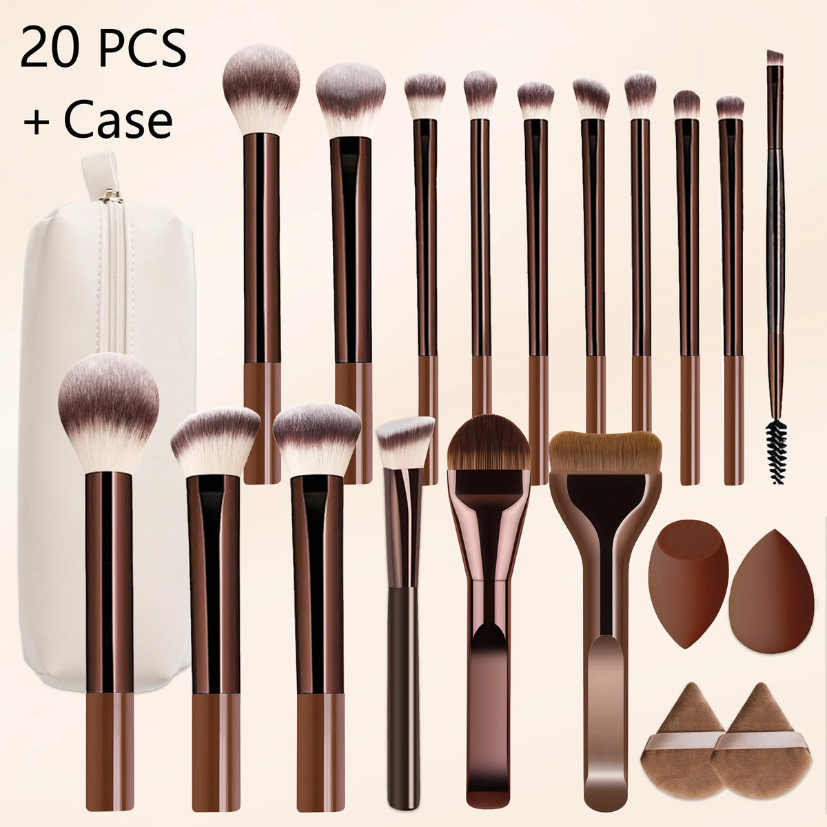 20 PCS Makeup Brush Set With Case, Soft Bristles, Foundation, Powder, Blush, Concealer, Eyeshadow Brush, CRUELTY-FREE & VEGAN Quake