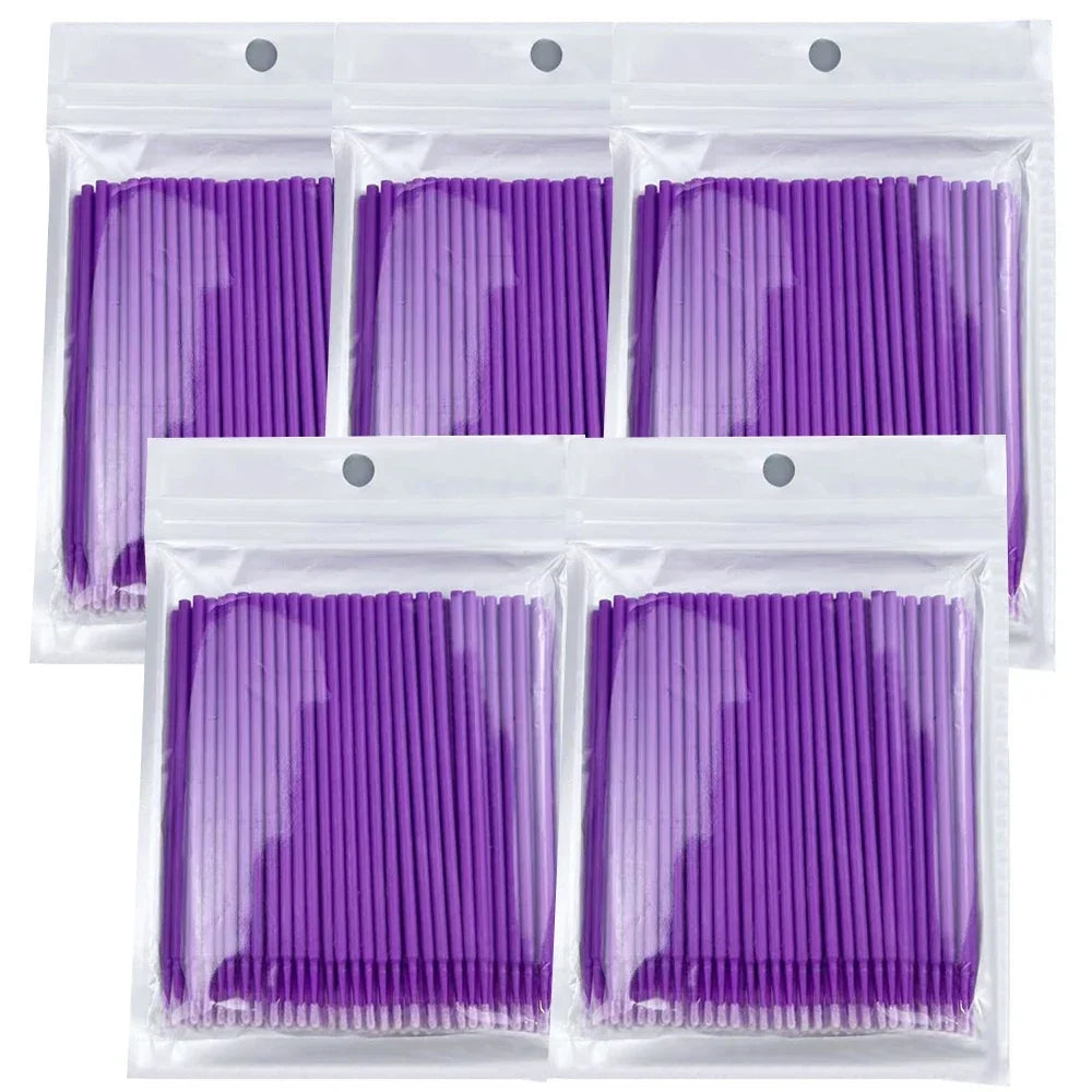 vvocci Disposable Microbrush Eyelash Extension Tools 500/1000pcs - Crystal Swab Lash Grafting & Removal Applicators Quake