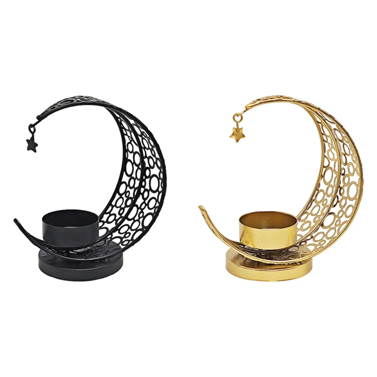 Moon Candle Holder Ornament Versatile Decorative Hollow Gifts Iron Candle Stand for Tabletop Anniversary Dining Room Quake