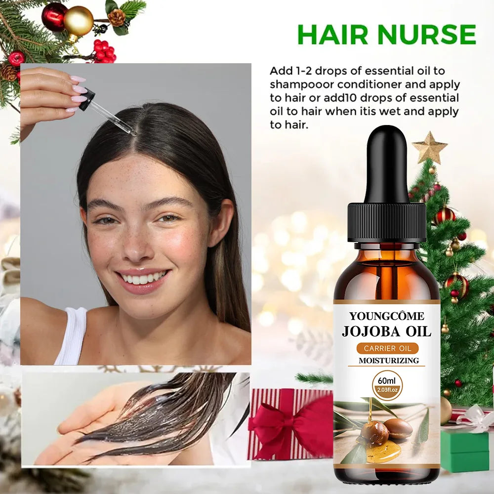Natural Organic Jojoba Oil Anti Aging Firming Skin Face Moisturizing Relaxing Massage Oil Hair Nourishing for Dry Damaged Quake