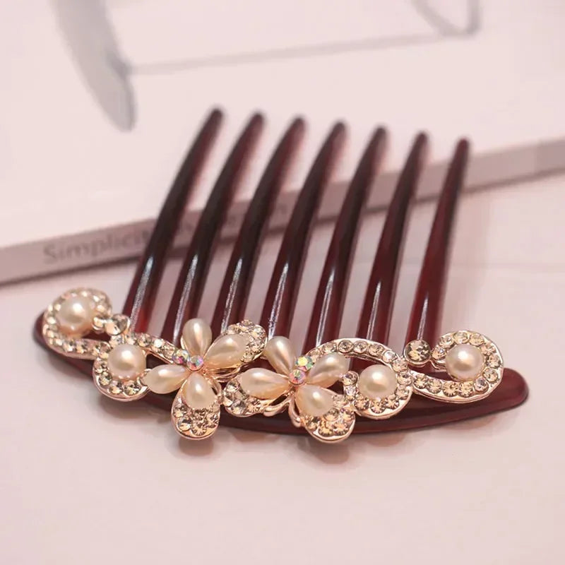 Women Crystal Hair Braiding Clip Elegant Vintage Hairpin Girls Elegant Rhinestone Hair Accessories Crystal Hairpins Barrettes Quake NO.2