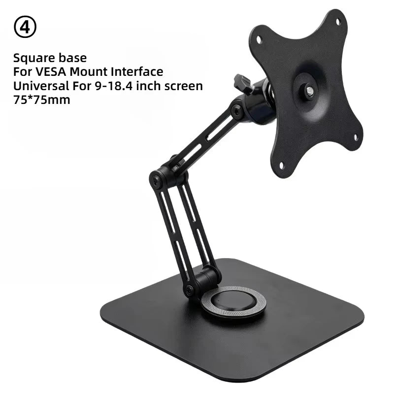 Monitor Foldable Arm Portable Monitor Pad Stand With 360 Rotation Tablet Support Displays Articulated Arm Monitor Accessories Quake Square 75mm