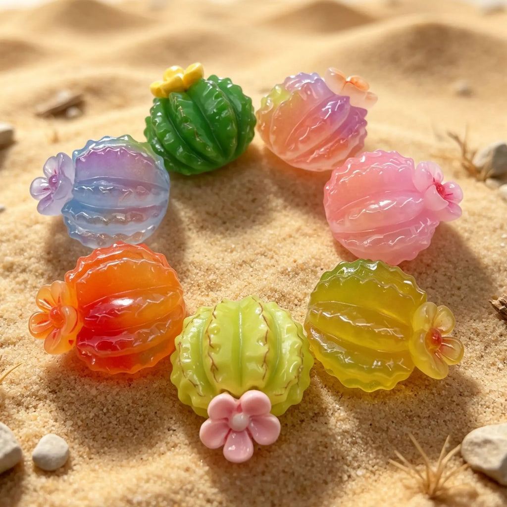 20Pcs Kawaii Colors Cactus Miniature Figurines Resin DIY Crafts Statue Fairy Garden Accessories Desktop Ornament For Home Decor Quake