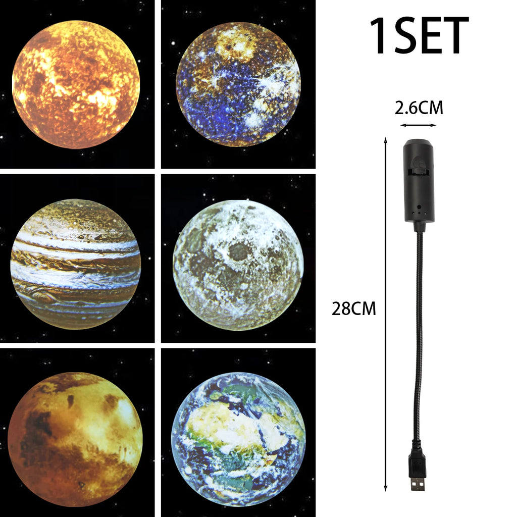 LED Galaxy Projector Lamp Moon Earth Wall Decor Switchable Pattern USB Plug Projection Night Light for Home Bedroom Decoration Quake 6 Modes