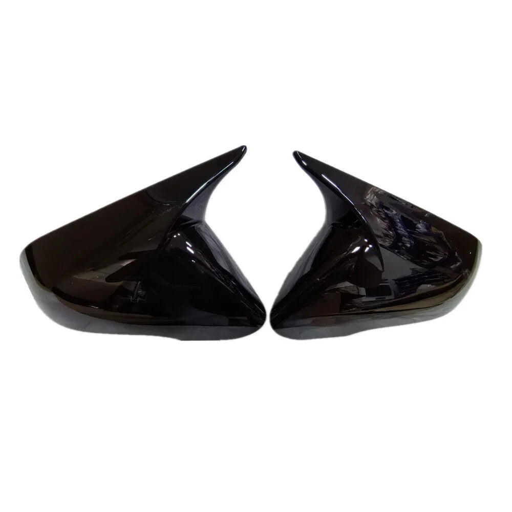 For Hyundai Sonata 2015-2019 OX Horn Car Rearview Side Mirror Cover Sticker Wing Cap Exterior Door Case Trim Shell Silver Frame Quake Gloss Black