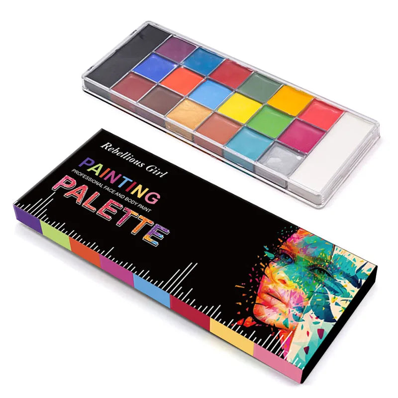 20 Colors Face Body Oil Paint Makeup Set Pigment Non Toxic Kids Flash Tattoo Painting with Brush Art Halloween Cosplay Party Quake 20 Colors Thin Style