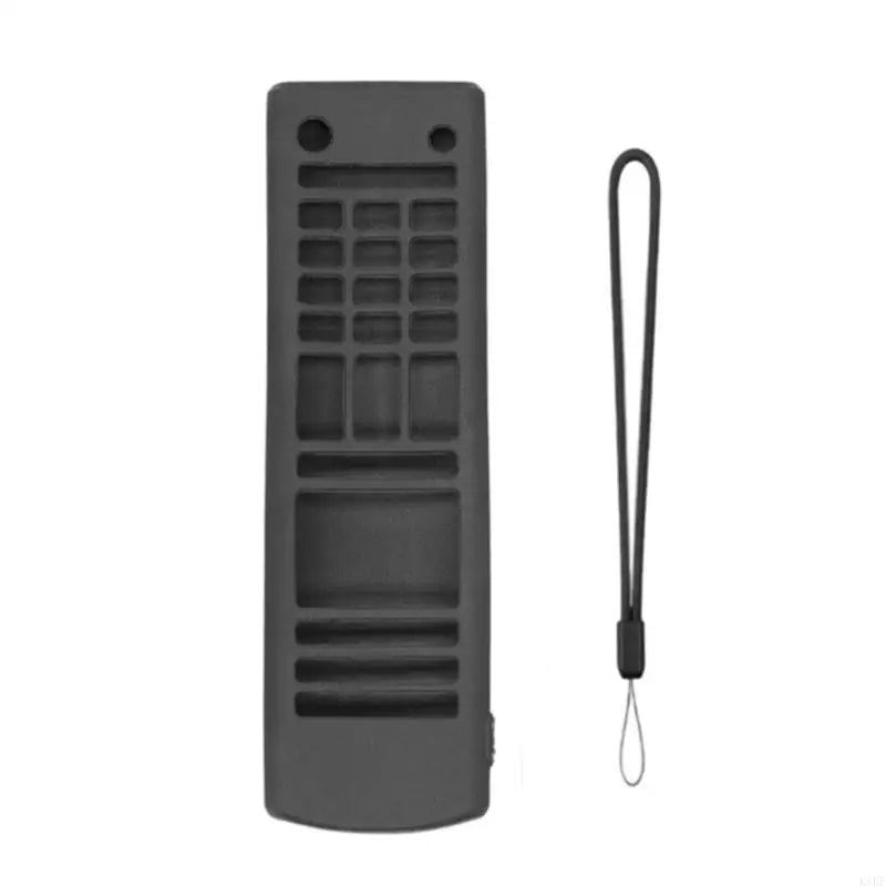 Remote Sleeve Skin for AKB76037601 with Silicone Construction, Patterned Back Texture, Control Openings, and Lanyard Strap K1KF Quake Black CN No plug