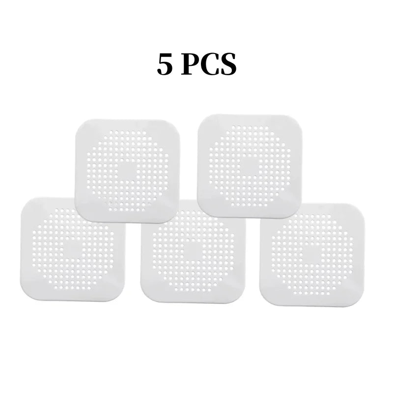bathrooms and showers to prevent sinks from clogging the drain, kitchens drain for drains, Square silicone absorbent Quake M178 white 5pcs