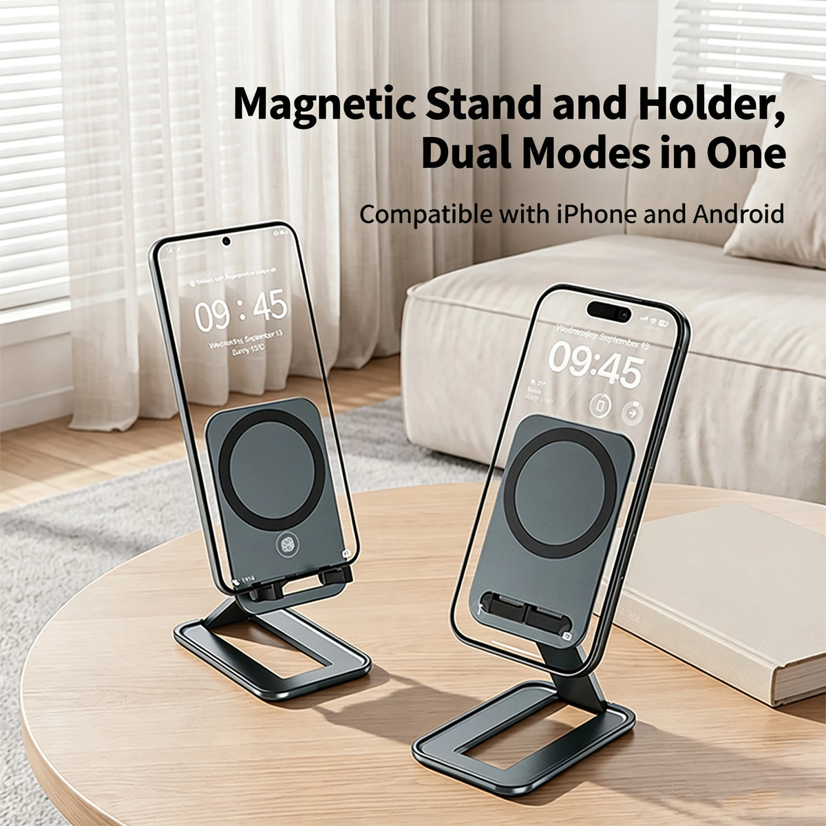 Foldable Phone Stand All Aluminum Alloy Adjustable Magnetic Cell Phone Holder Portable Desktop Phone Mount for phone Quake