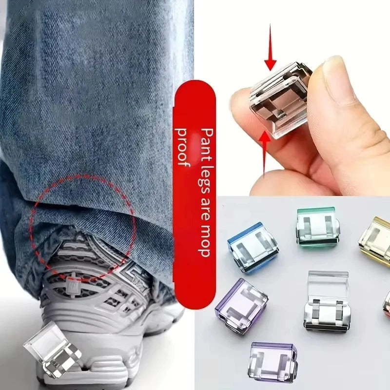 4PCS Clothing Clips Multi Function Pants Clips Leg Straps Clips Holder Clothing Pin for Clothes Long Pants Legs Sleeves Quake