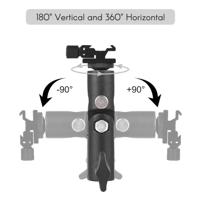Swivel Metal Mount Flash Hot Shoe Umbrella Holder Mount Bracket for Studio Light Type E Stand,Soft Umbrella Reflective Umbrella Quake