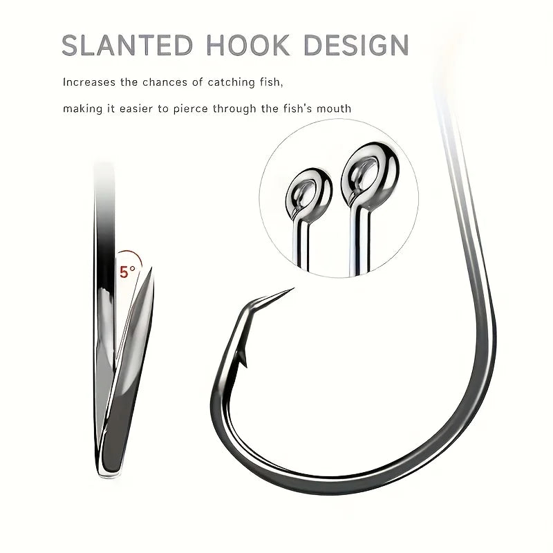 160pcs Stainless Steel Circle Hook Set, 2x Strong Offset Octopus Hooks for Sport Fishing - Corrosion-Resistant, Piercing Point D Quake