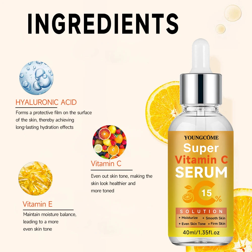 Vitamin C Whitening Serum Remove Freckles Dark Spots Face Essence Fade Melanin Brighten Repair Dull Skin Care Quake