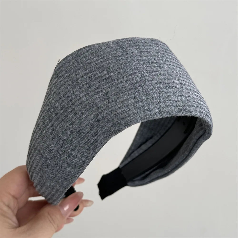 Solid Color Wide Edge Headband Vintage Non Slip Headbands for Women Girls French Temperament Atmosphere Hair Styling Accessories Quake gray