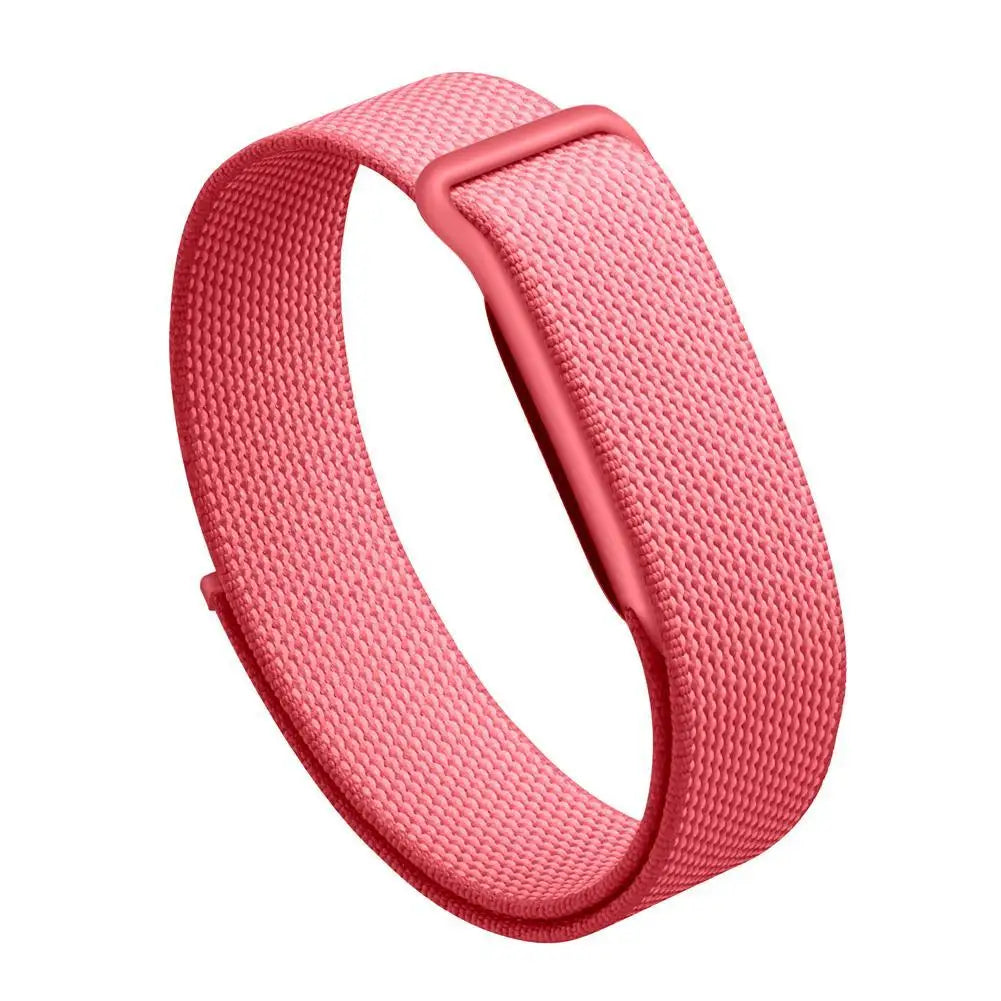 For Google Fitbit Air Nylon Watch Band Adjustable Loop Strap Breathable Soft Wristband for Fitness Sports Outdoor Daily Wear Quake Strawberry